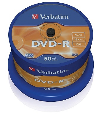 Verbatim DVD-R 16x 4,7GB 50p cake box DataLife+,AdvAZO,scr  ers, bez nadr, mat