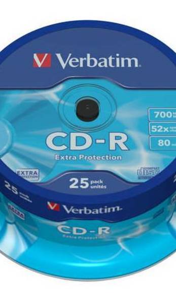 Verbatim CD-R 52x 700MB 25p cake box DataLife,Extra Protection, bez nadruku