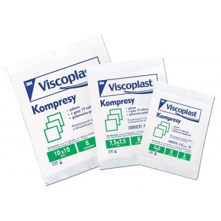 JAŁOWE KOMPRESY GAZOWE VISCOPLAST, BAWEŁNIANE, 17-NITKOWE, 8 WARSTW 7, 5X7, 5CM, 3SZT.