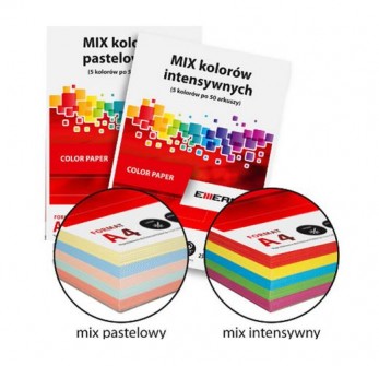 Papier ksero kolor MIX INTENSYWNY 5 kolorów*50 arkuszy EMERSON