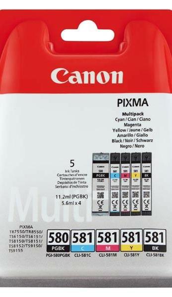 Canon Tusz PGI-580/CLI-581 CMYK+PGBK MultiPack, 1*11.2ml + 4*5.6ml