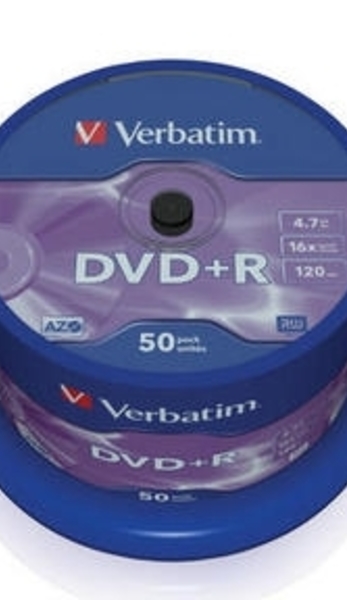 Verbatim DVD+R 16x 4,7GB 50p cake box DataLife+AZO+,scratch res, bez nadr, 