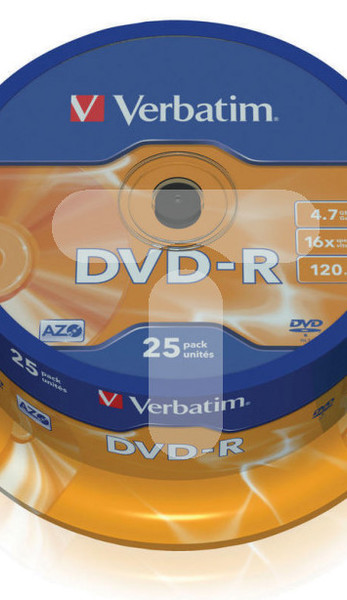 Verbatim DVD-R 16x 4,7GB 25p cake box DataLife+,Adv.AZO+,scratch res, bez nadr