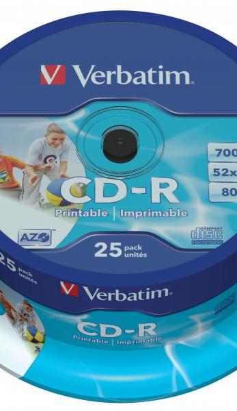 Verbatim CD-R 52x 700MB 25p cake box DataLife+,Super AZO, do nadruku