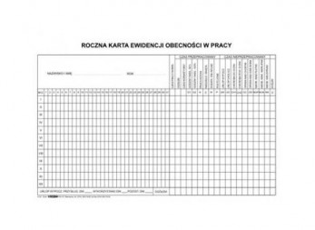 Druk karta obecności w pracy roczna