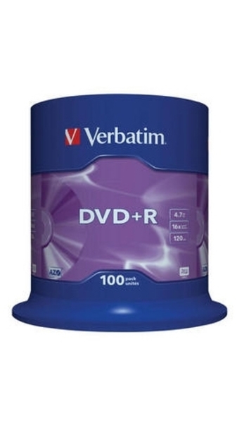 Verbatim DVD+R 16x 4,7GB 100p cake box DataLife+AZO+,scratch res, bez nadr,