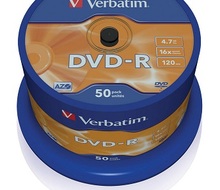 Verbatim DVD-R 16x 4,7GB 50p cake box DataLife+,AdvAZO,scr  ers, bez nadr, mat