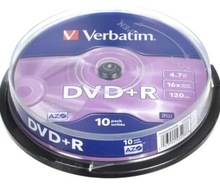 Verbatim DVD+R 16x 4,7GB 10p cake box DataLife+,Adv.AZO+, bez nadruku