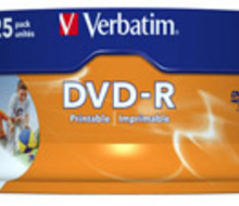 Verbatim DVD-R 16x 4,7GB 25p cake box DataLife+AZO+, nadruk,