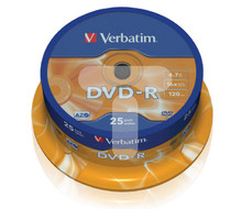 Verbatim DVD-R 16x 4,7GB 25p cake box DataLife+,Adv.AZO+,scratch res, bez nadr