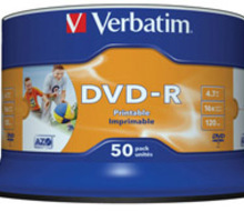 Verbatim DVD-R 16x 4,7GB 50p cake box DataLife+AZO+, nadruk,