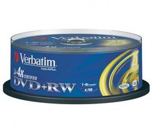 Verbatim DVD+RW 4x 4,7GB 25 p cake box DataLife+, scratch resist., bez nadruku